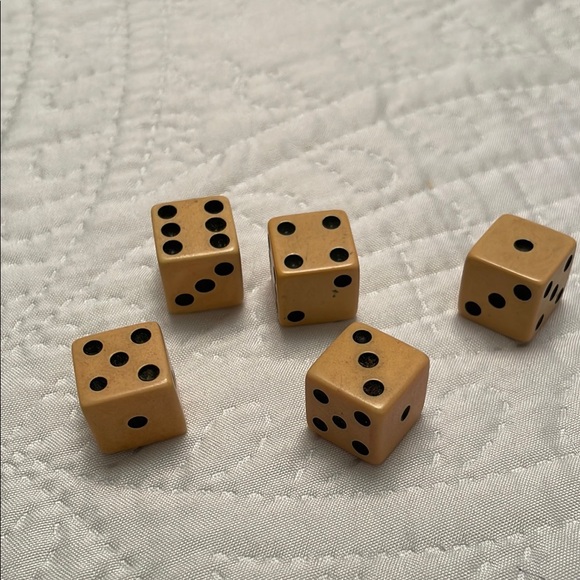 Other - Set of 5 Vintage Ivory Butterscotch Dice Bakelite Bone